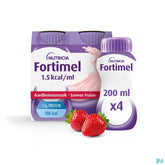 Fortimel 1.5kcal Arôme Fraise Complément Nutritionnel Dénutrition Bouteilles 4x200ml